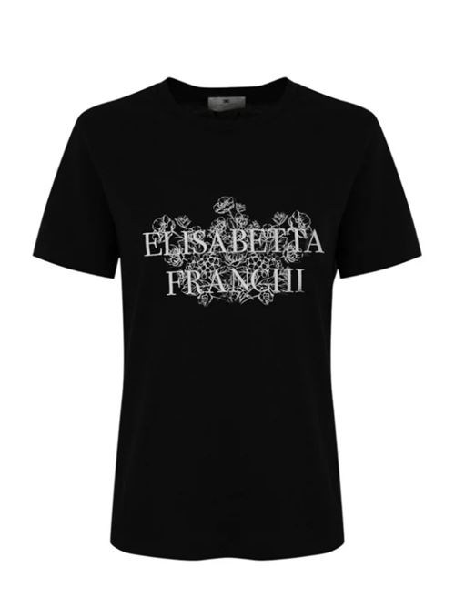 T-SHIRT CON STAMPA E RICAMO ELISABETTA FRANCHI | MA00351E2110 nero